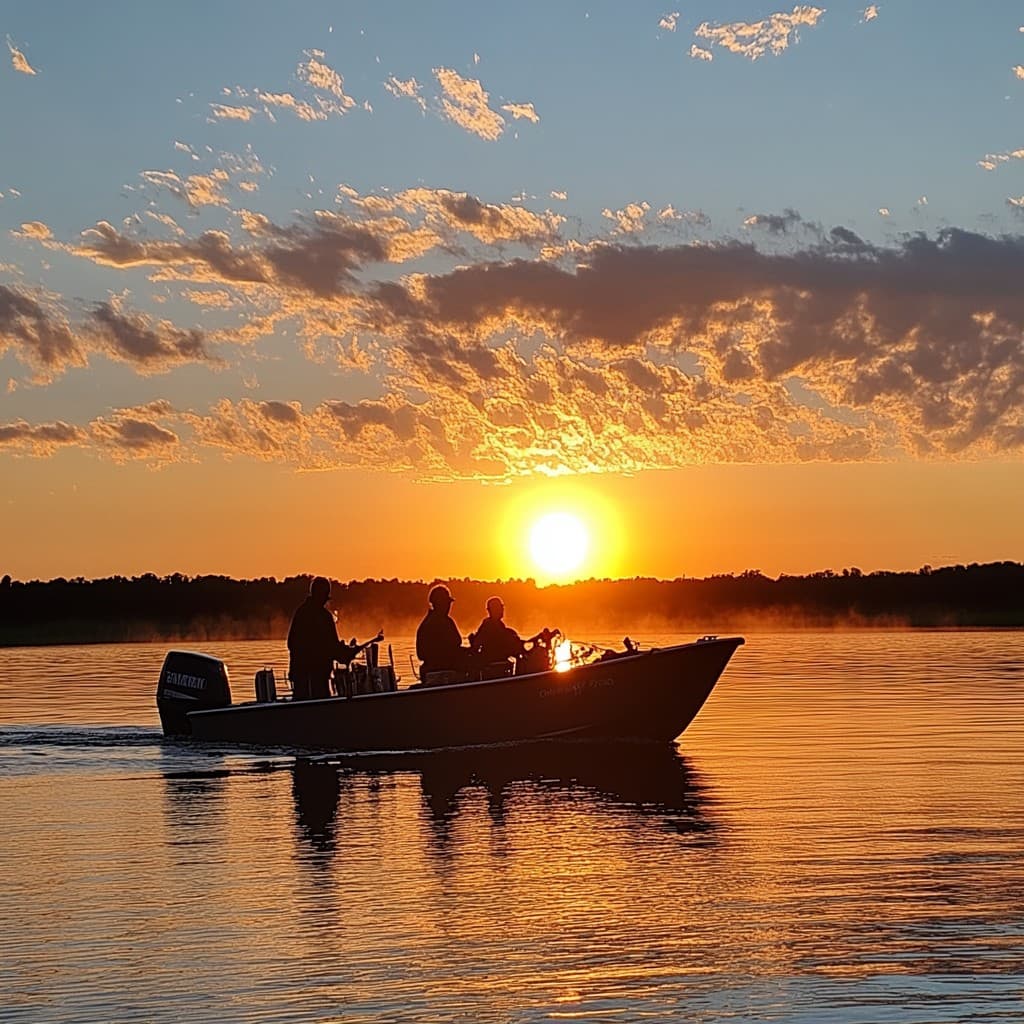 People enjoying a calm boat ride on the dam