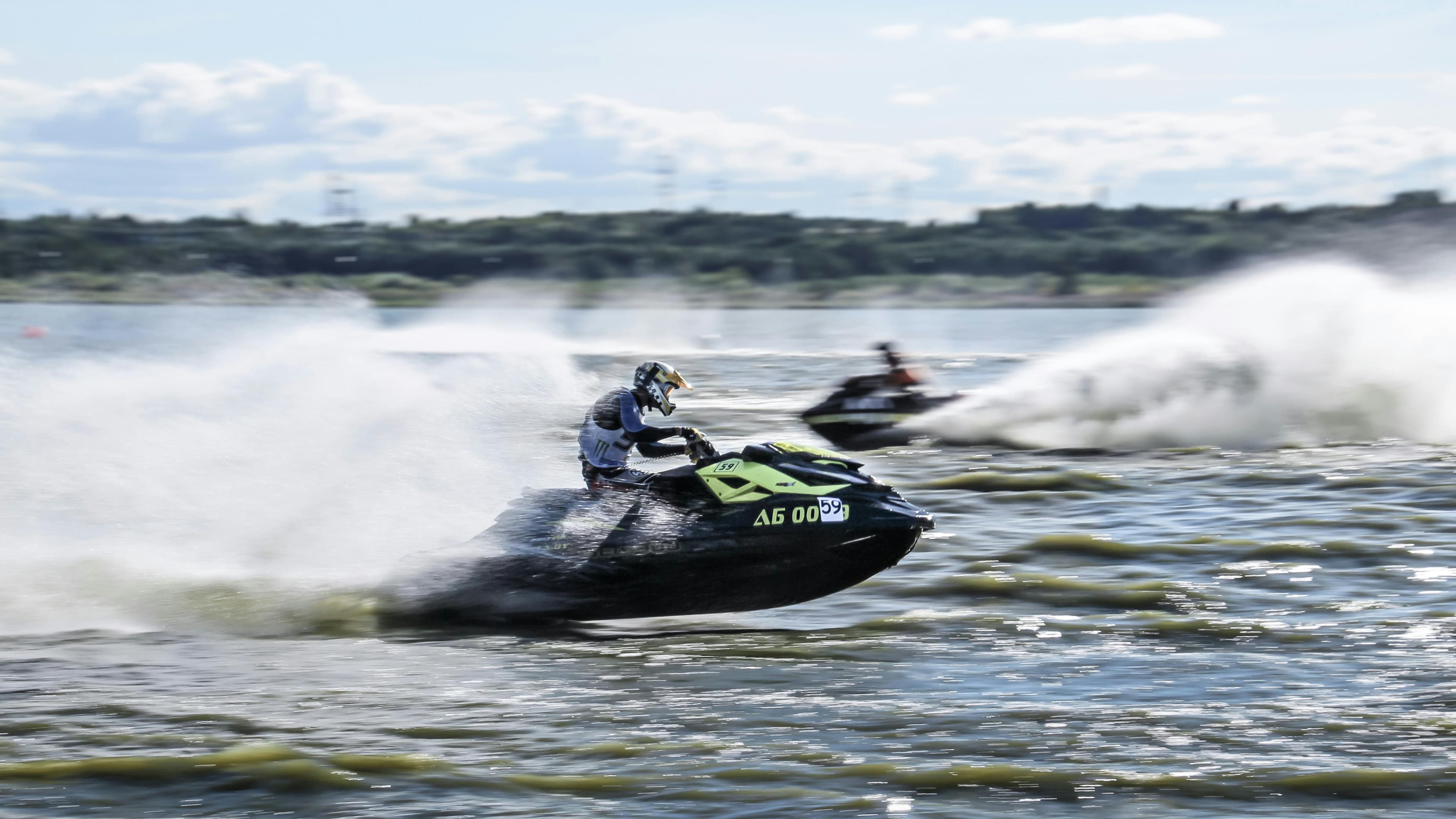 Action shot of someone jet skiing