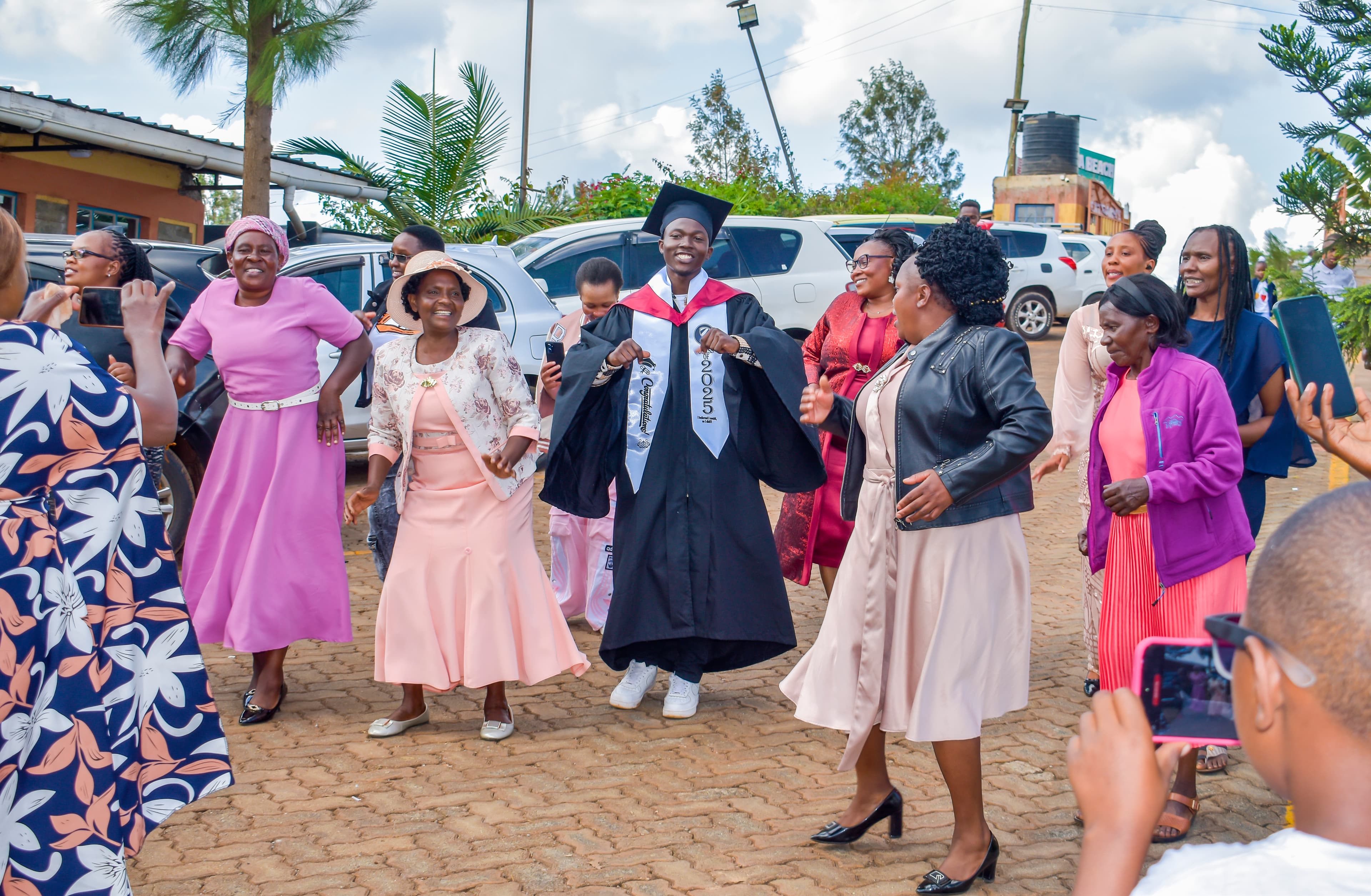Graduation celebration with academic decorations