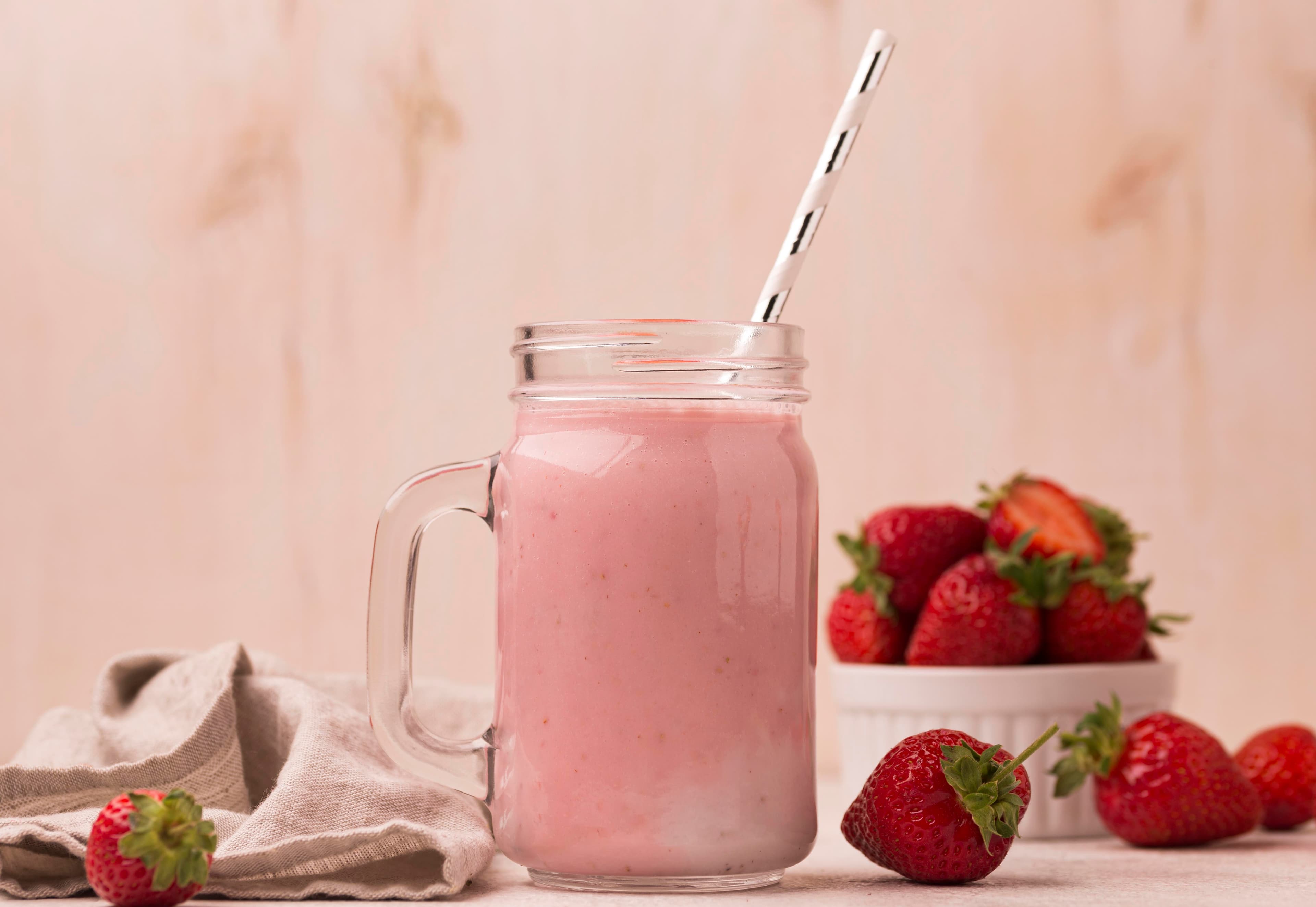 Pink strawberry smoothie