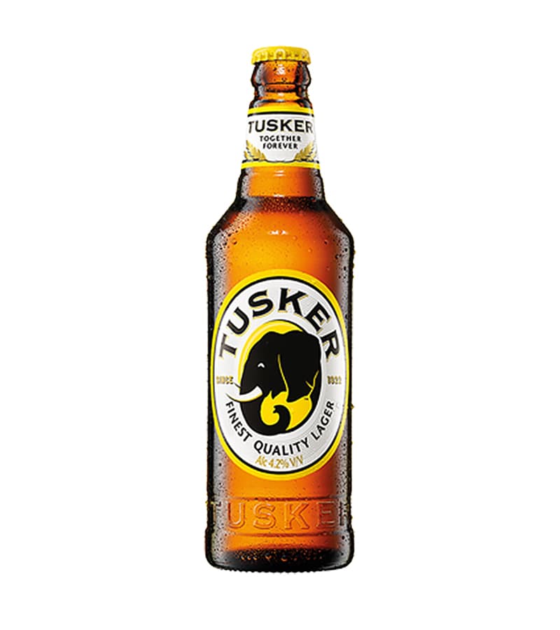 Chilled Tusker beer bottle